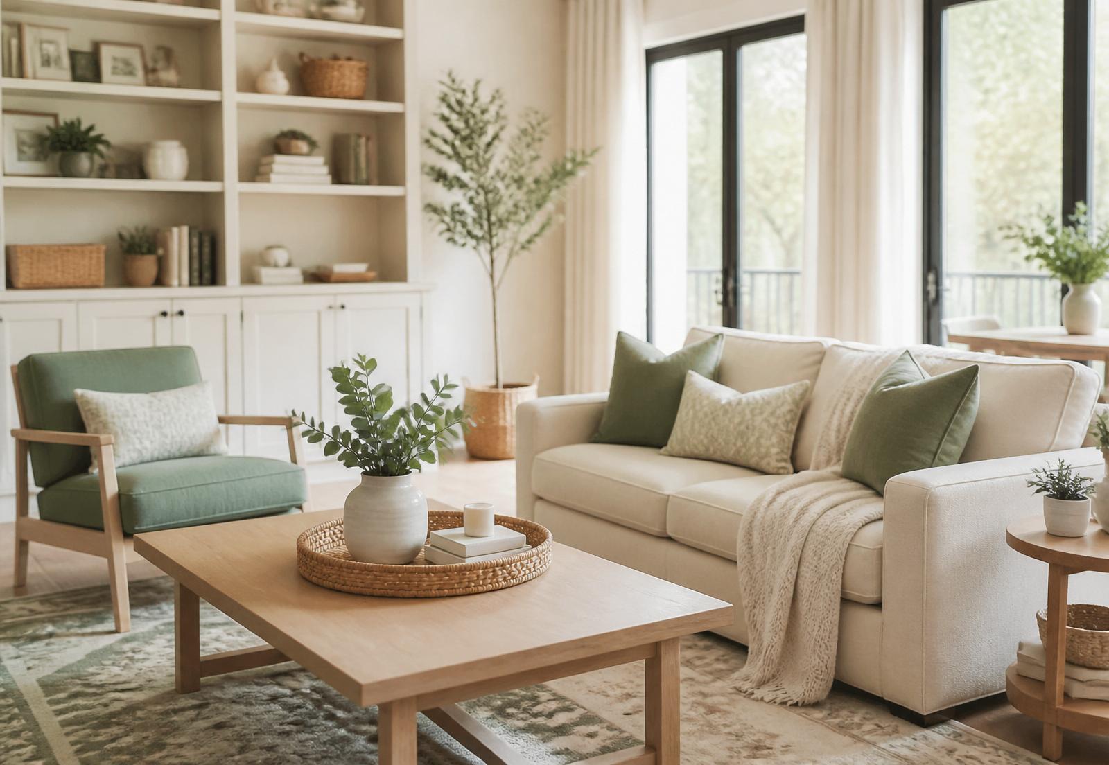 Bright organized living room in a Central Illinois home